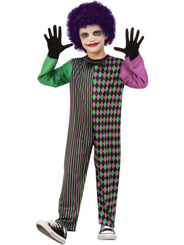 Paars Groene Clown Outfit Kinderen