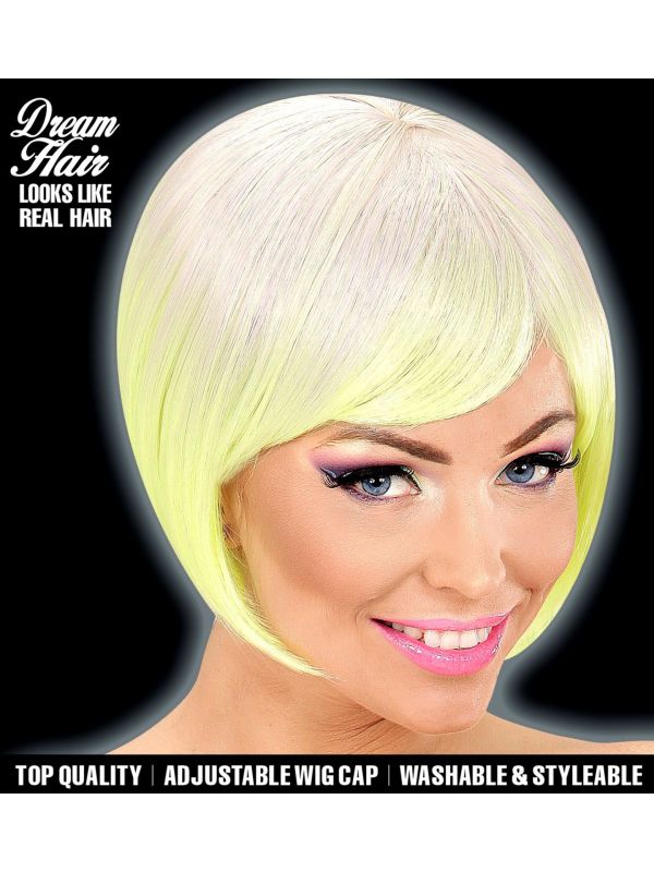 Paars Neon Gele Carnavals Pruik Dames