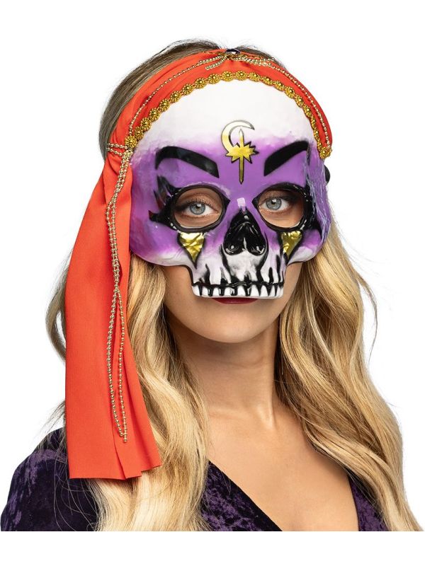 Paars Witte Waarzegster Halfmasker