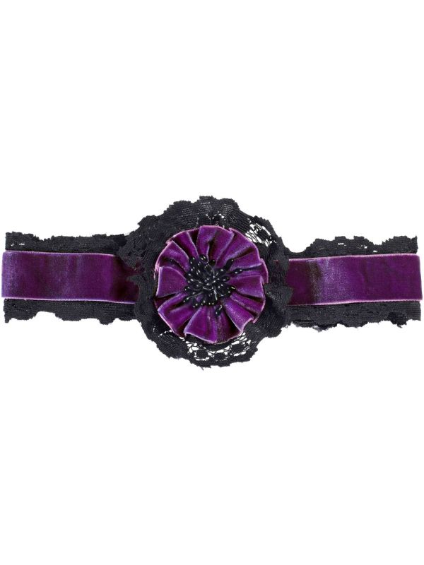 Paarse Fluwelen Nekband met Bloem