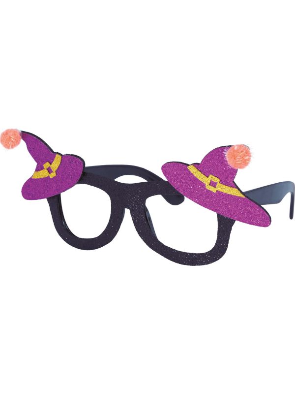Paarse Heksenhoedjes Glitter Bril