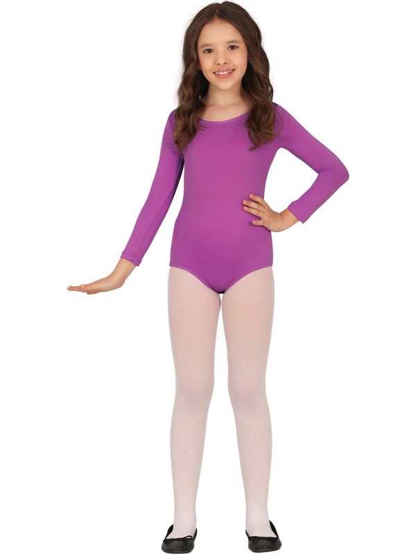 Paarse Lange Mouwen Leotard Kind