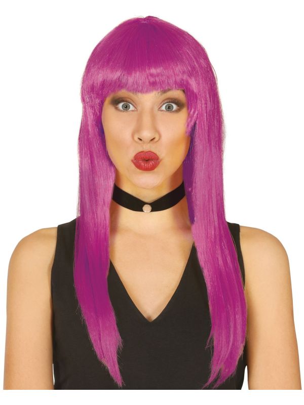 Paarse Pruik met Pony