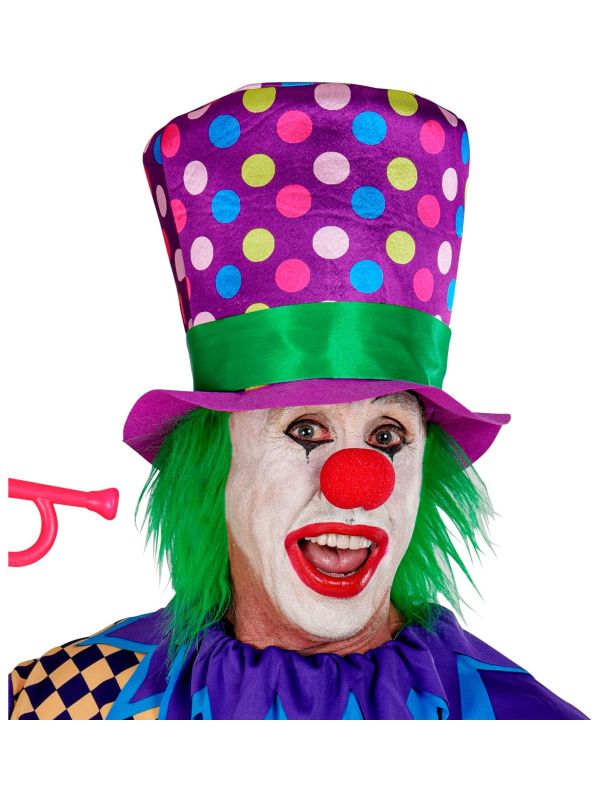 Paarse Stippen Clownshoed Hoog