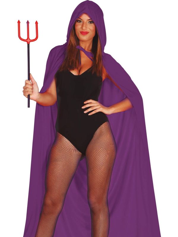 Paarse Velvet Cape met Capuchon 130cm