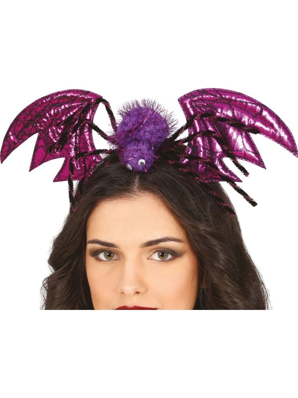 Paarse Vleermuis Haarband met Vleugels