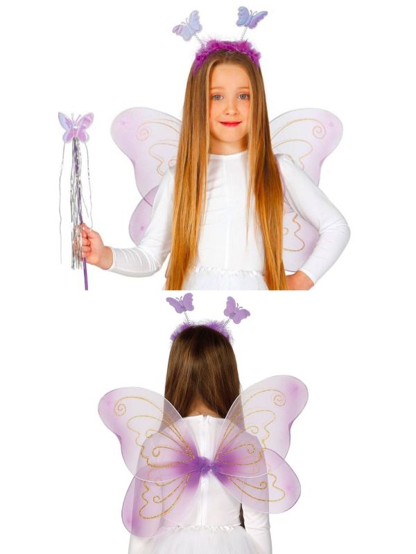 Paarse Vlinder Feeën Setje Kind