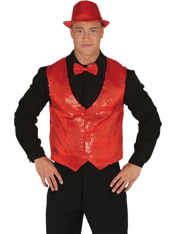Pailletten Gilet Rood