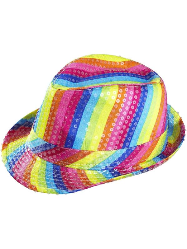 Pailletten Regenboog Fedora