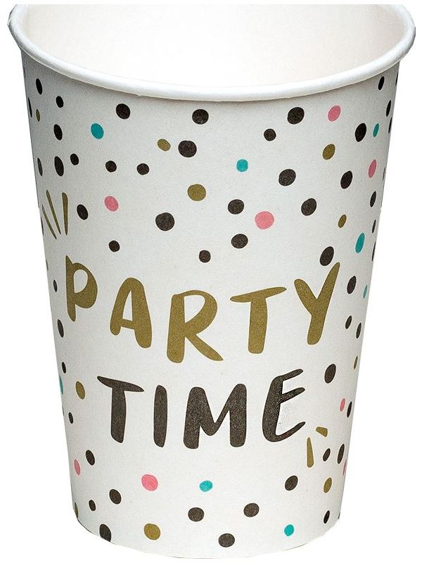Papieren 'Party Time' Verjaardag Bekertjes 8 Stuks