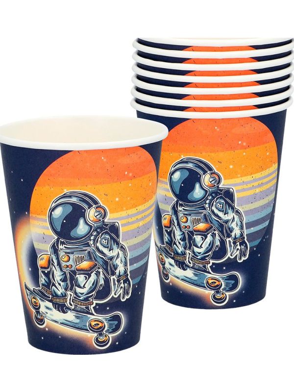 Papieren Ruimte Astronaut Bekertjes 8 Stuks