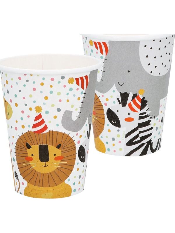 Papieren Safari Bekertjes set Van 8