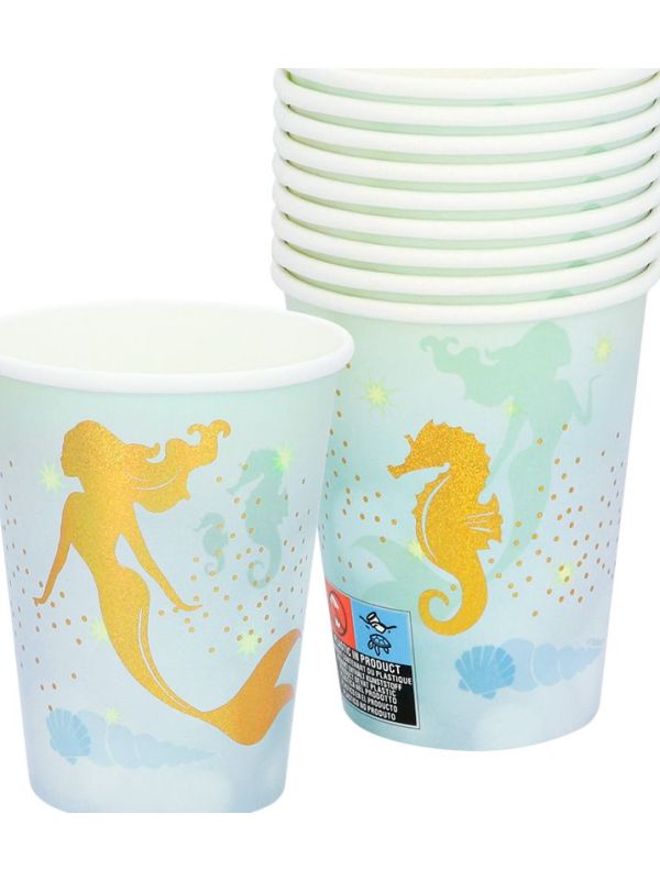 Papieren Zeemeermin Bekertjes 10 Stuks