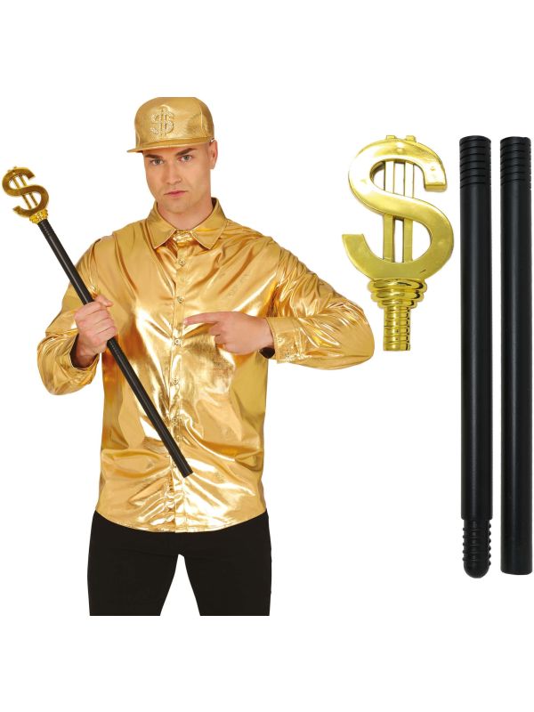Pimpstok Gouden Dollarteken Opvouwbaar