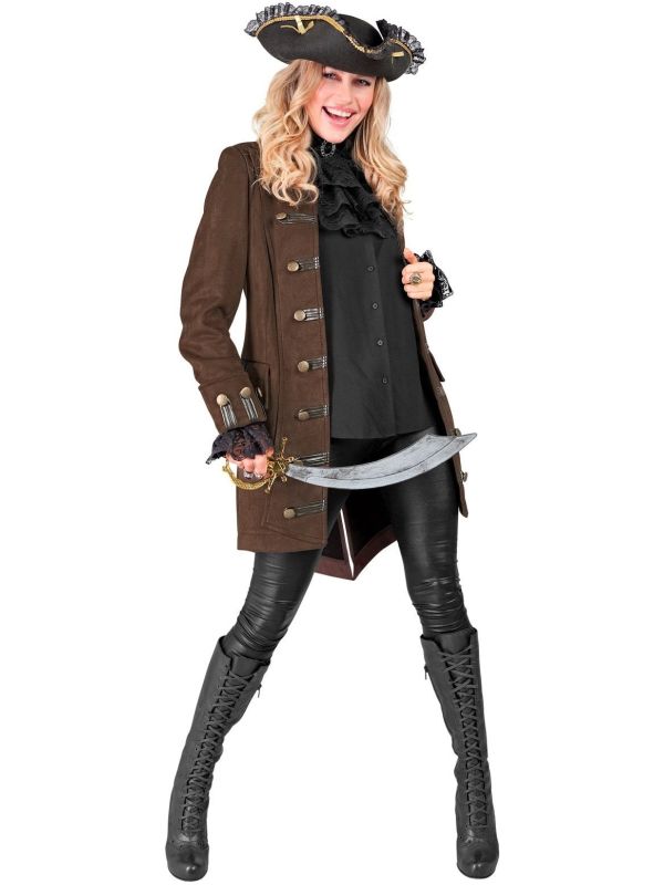 Piraten Steampunk Jas Dames Bruin
