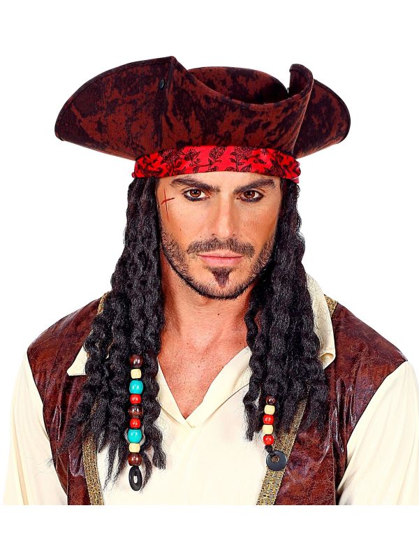 Piratenhoed met Bandana en Dreadlocks
