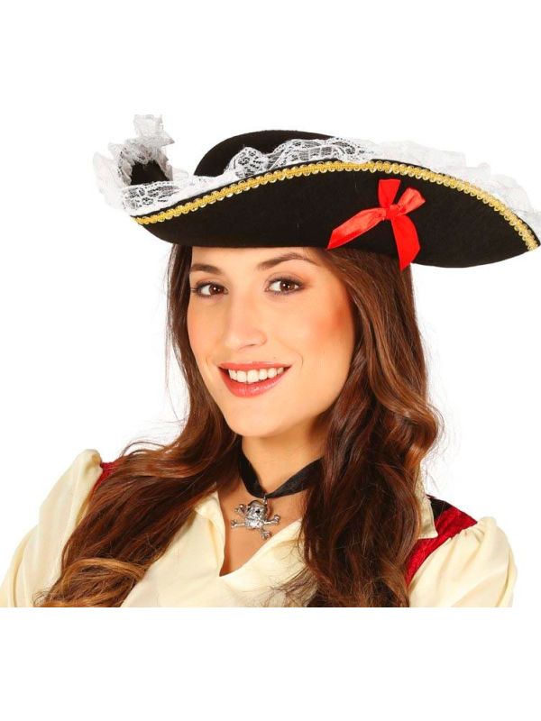 Piratenhoed met Strikjes en Kant