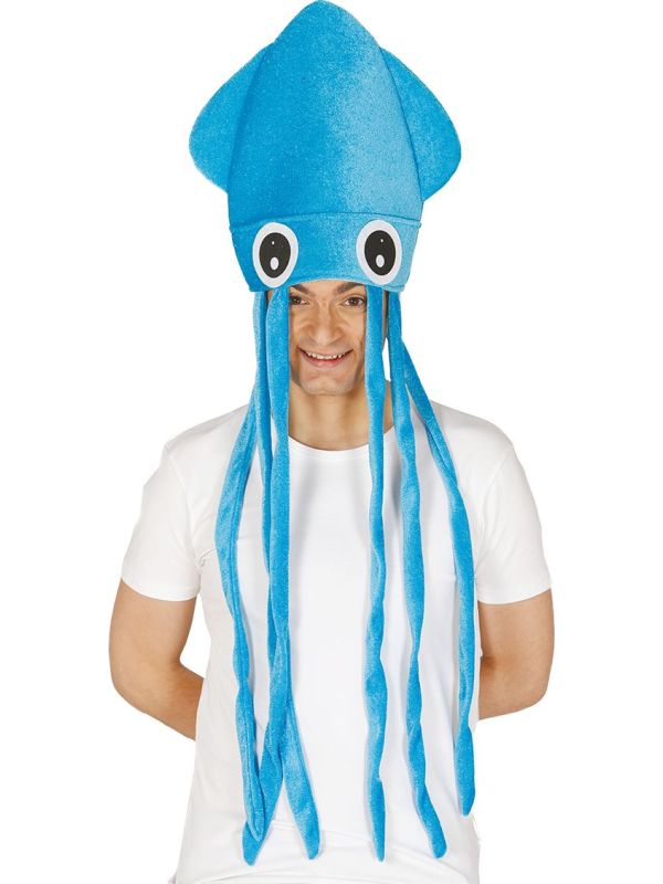 Pluche Blauwe Inktvis Muts