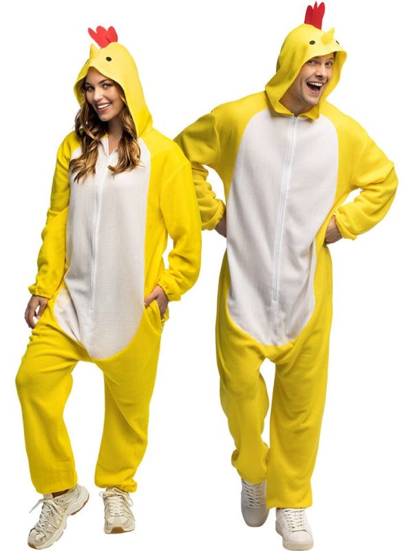 Pluche Kip Onesie Kostuum Volwassenen