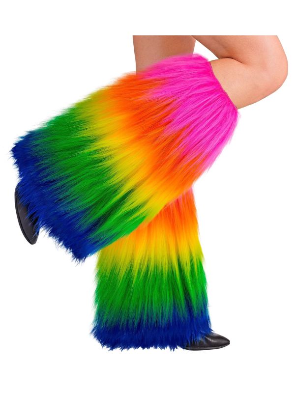 Pluche Regenboog Beenwarmers Carnaval