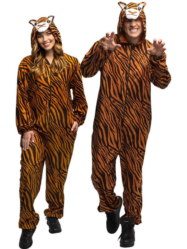 Pluche Tijger Onesie Kostuum Volwassenen