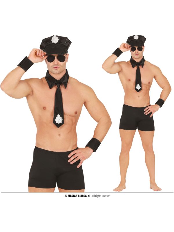 Politie Sexy Striptease set Zwart Mannen