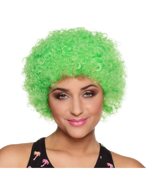 Poppy Afro Pruik Groen