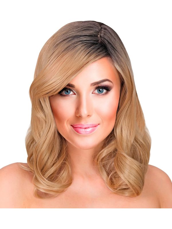 Pruik Lang Golvend Blond Dames Carnaval