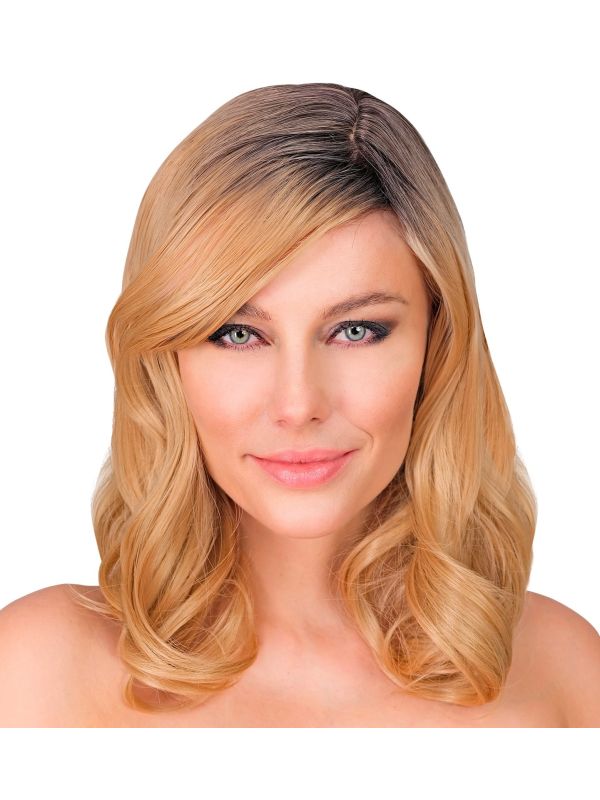 Pruik Lang Golvend Blond Dames Carnaval