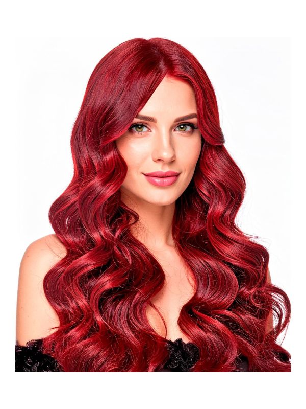 Pruik Lang Golvend Bordeauxrood Dames Carnaval