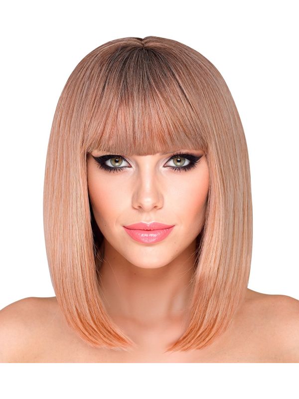 Pruik Lange Boblijn Pony Blond Lichtbruin Dames Carnaval