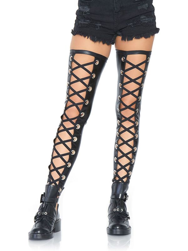 Punker Zwarte Wetlook Kousen