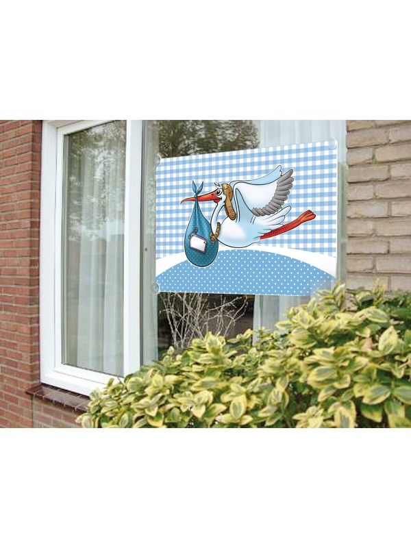 Raamvlag Geboorte Jongen Ooievaar