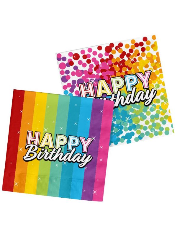 Rainbow Bday Servetten 20 Stuks