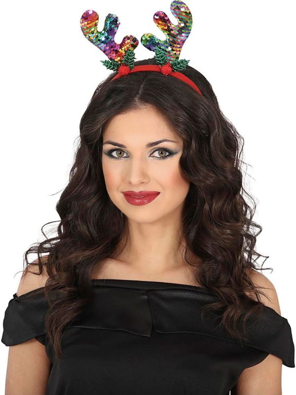 Rainbow Kerst Rendier Haarband met Pailletten