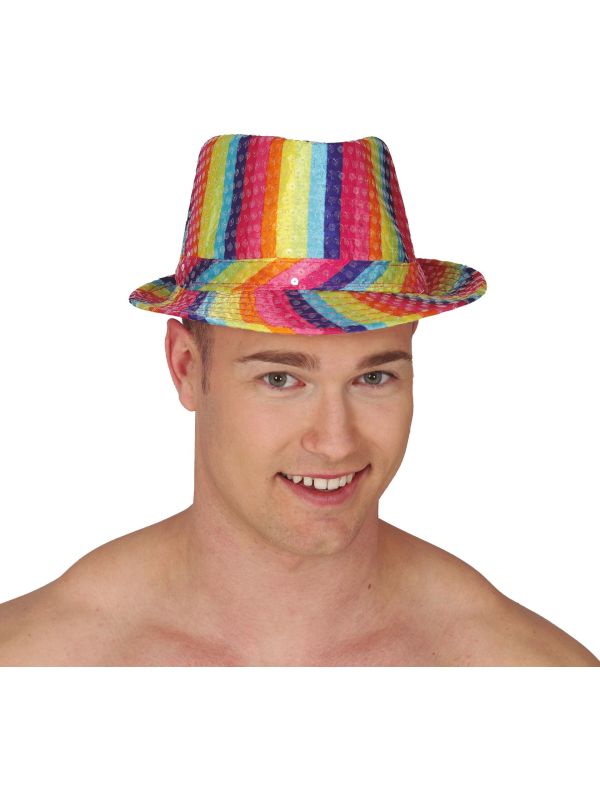 Regenboog Gaypride Pailletten Fedora