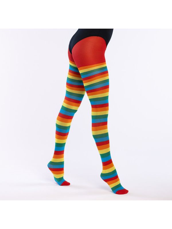 Regenboog Gestreepte Dames Panty Carnaval