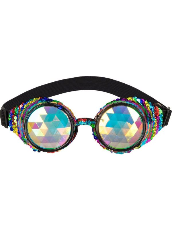Regenboog Pailletten Space Partybril Caleidoscoop