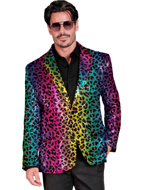 Regenboog Panter Pailletten Colbert Heren