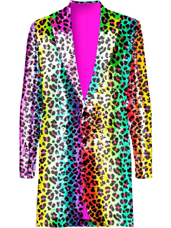 Regenboog Panterprint Pailletten Jas Heren
