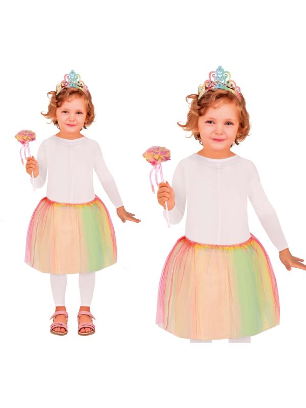 Regenboog Prinses Accessoireset met Tutu 3-Delig Meisjes