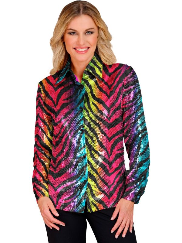 Regenboog Tijger Blouse Dames