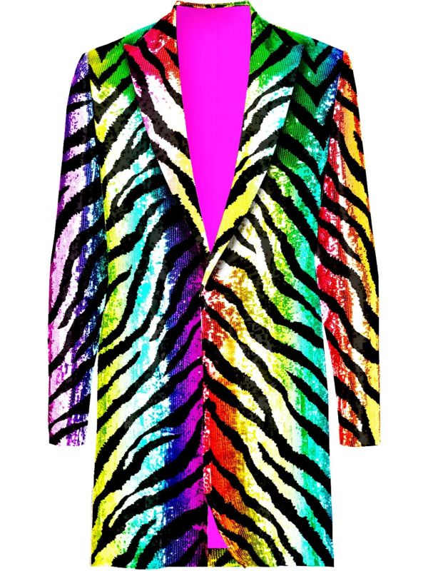 Regenboog Tijger Pailletten Party Jas Heren
