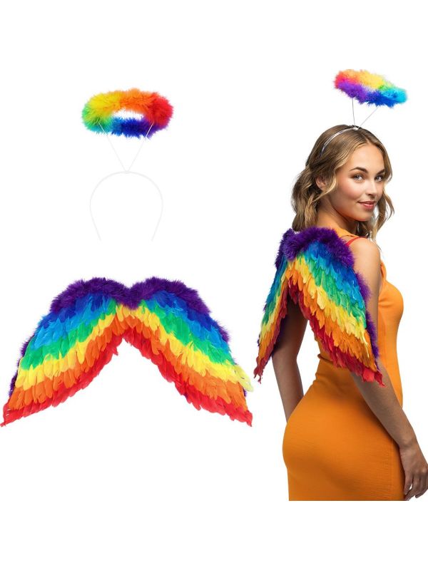 Regenboog Vleugel set met Diadeem 2-Delig