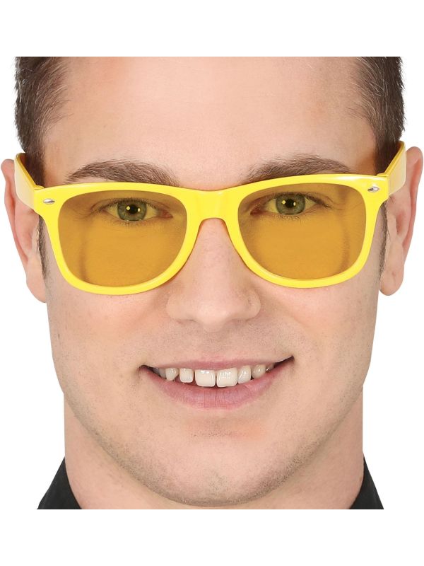 Retro 80's Gele Bril met Gele Glazen