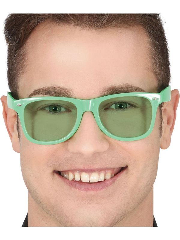 Retro 80's Groene Bril met Groene Glazen