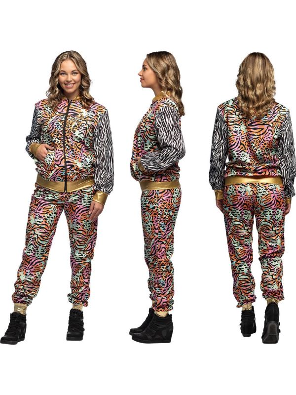 Laat Jaren 80 Herleven Trainingspak Voor Foute Feestjes Met  Luipaard Print Original 3