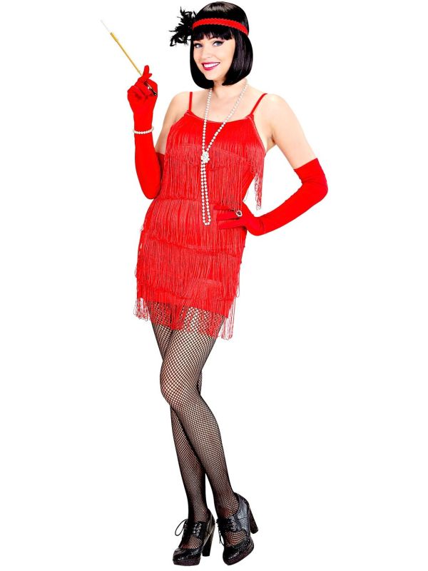 Retro Rode 20's Flapper Jurk Dames