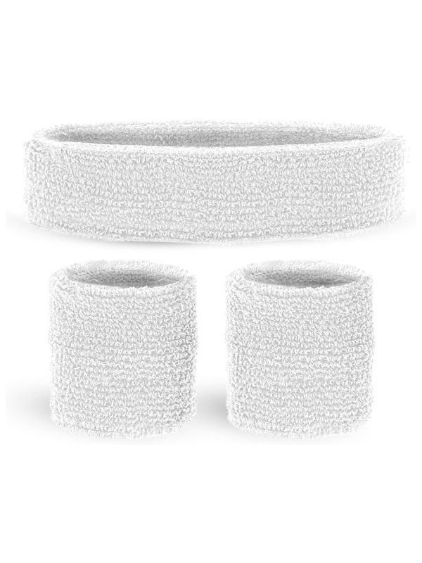 Retro Witte Zweetbandjes Set