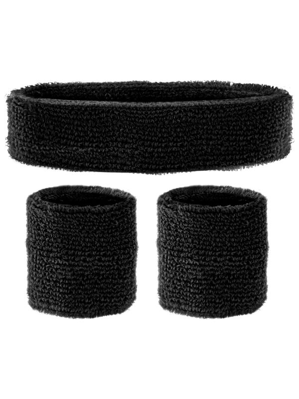 Retro Zwarte Zweetbandjes Set